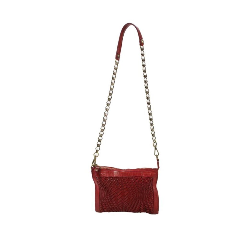 Campomaggi Womens Leather Zippered Shoulder Handbag Red
